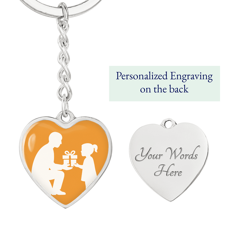 Personalized Graphic Heart Keychain Custom Engraved Keepsake - Graphic Heart Keychain (Silver) / Yes - Jewelry