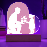 Printed Heart Acrylic Plaque with LED Base 7 Color Options - Battery Powered LED Base - Jewelry