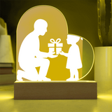 Printed Heart Acrylic Plaque with LED Base 7 Color Options - Jewelry