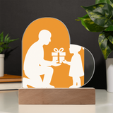 Printed Heart Acrylic Plaque with LED Base 7 Color Options - Jewelry