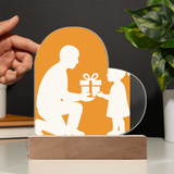 Printed Heart Acrylic Plaque with LED Base 7 Color Options - Jewelry