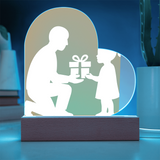 Printed Heart Acrylic Plaque with LED Base 7 Color Options - Jewelry