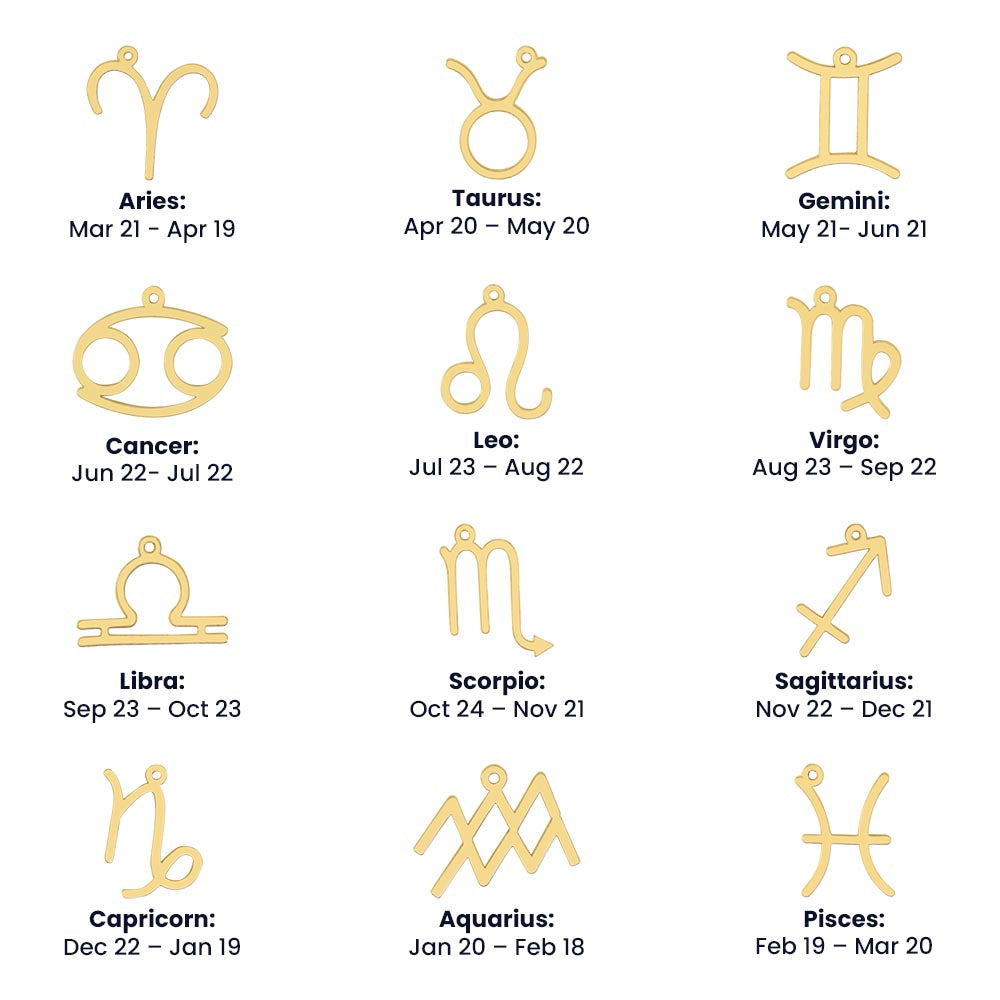 Zodiac Name Necklace Personalized Astrology Jewelry - Gold Finish / Standard Box / Aries - Jewelry