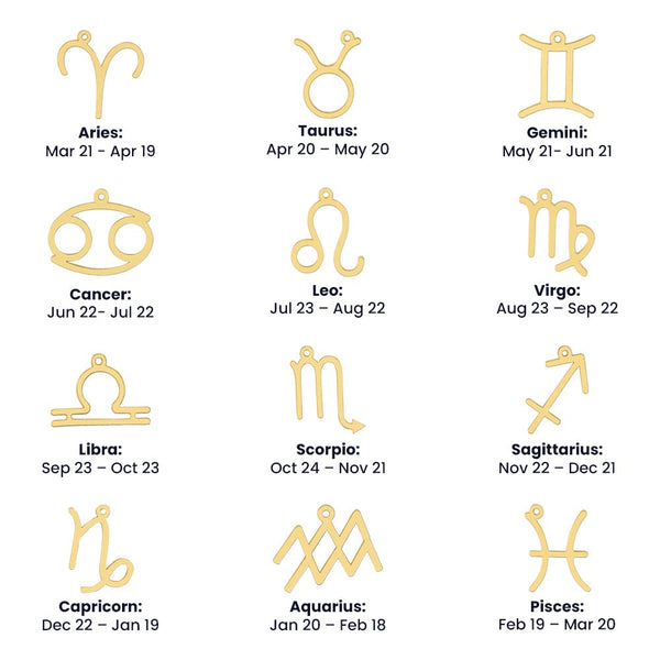 Zodiac Name Necklace Personalized Astrology Jewelry - Gold Finish / Standard Box / Aries - Jewelry